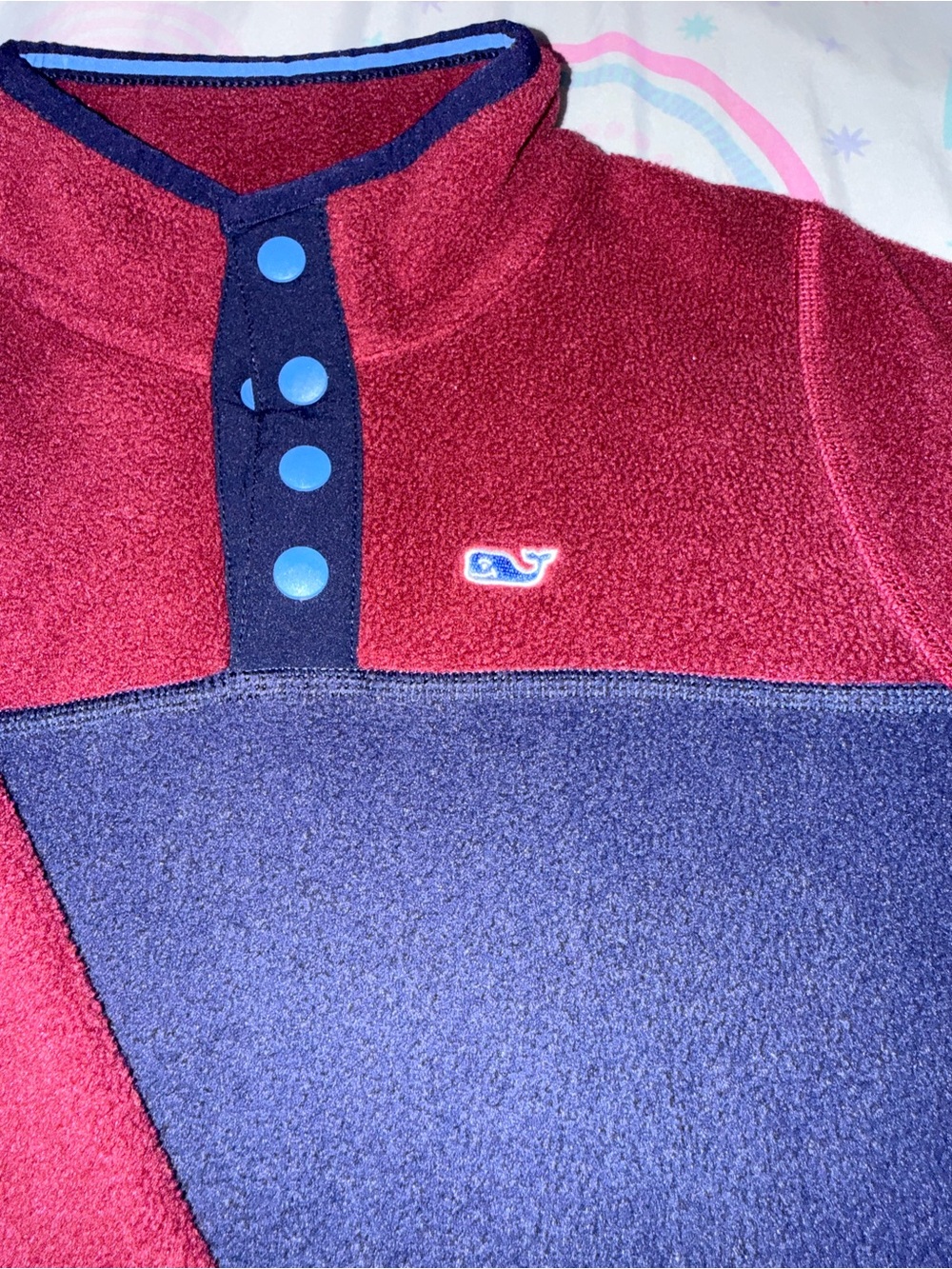 Vineyard Vines Red & Navy Snap-Front Fleece Pullover